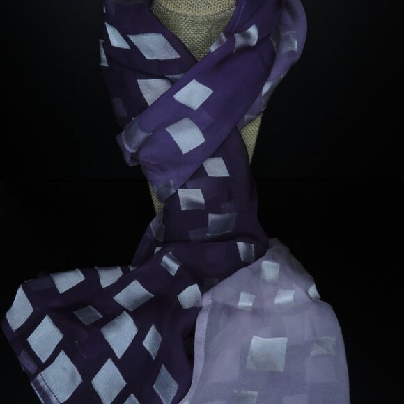 Handmade Dark Purple Silk Scarf - Picture 6 of 7